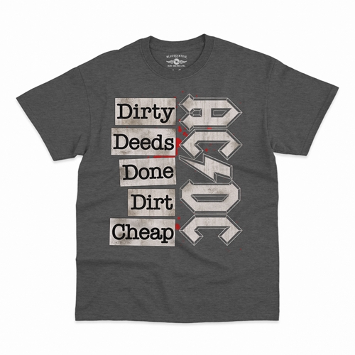 AC/DC Dirty Deeds T-Shirt - Classic Heavy Cotton - classicheathergrey