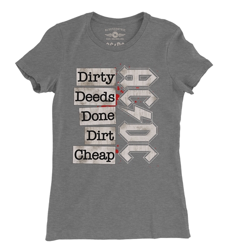 AC/DC Dirty Deeds Ladies T Shirt - Relaxed Fit - ladiesdeepheather