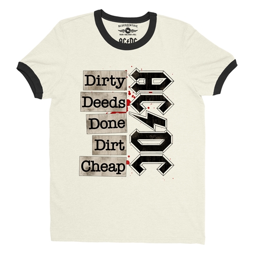 AC/DC Dirty Deeds Ringer T-Shirt - ringernaturalblacktrim