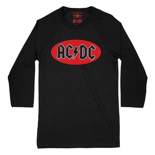Oval AC/DC Logo Baseball T-Shirt - raglanblackblacksleeve