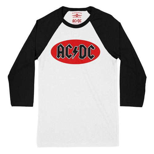 Oval AC/DC Logo Baseball T-Shirt - raglanwhiteblacksleeve