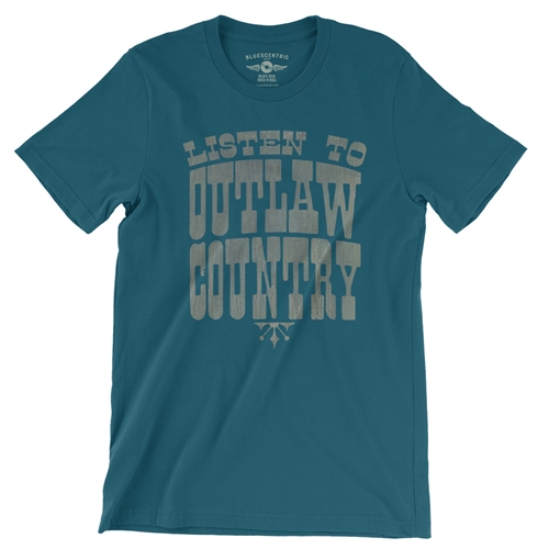 Listen to Outlaw Country T-Shirt - Lightweight Vintage Style - vintagedeepteal