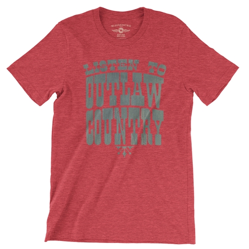 Listen to Outlaw Country T-Shirt - Lightweight Vintage Style - vintageheatherred