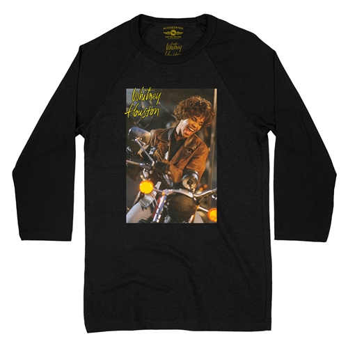 Whitney Houston Riding Gloves Baseball T-Shirt - raglanblackblacksleeve