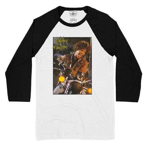 Whitney Houston Riding Gloves Baseball T-Shirt - raglanwhiteblacksleeve