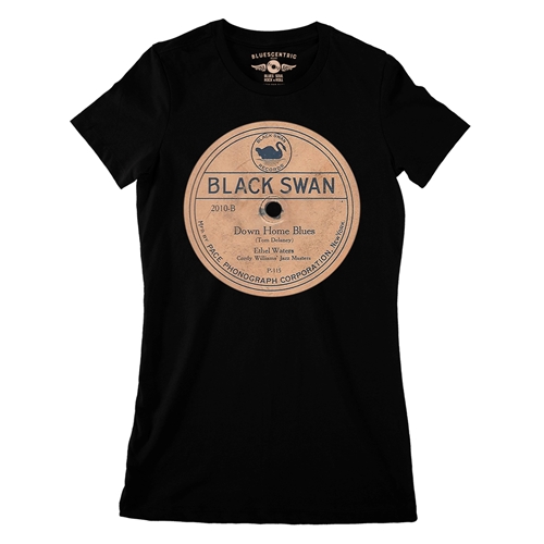 Black Swan Down Home Blues Vinyl Ladies T Shirt - Relaxed Fit - ladiesblack
