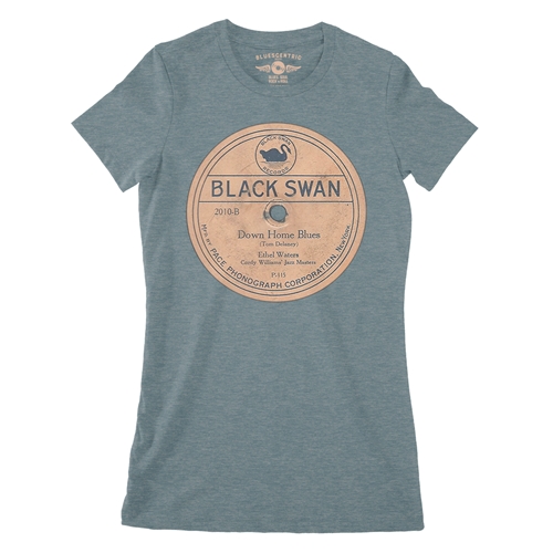 Black Swan Down Home Blues Vinyl Ladies T Shirt - Relaxed Fit - ladiesheatherdeepteal
