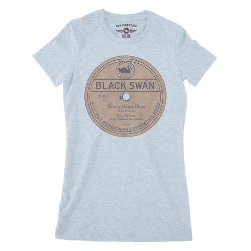 Black Swan Down Home Blues Vinyl Ladies T Shirt - Relaxed Fit - ladiesheatherprismblue