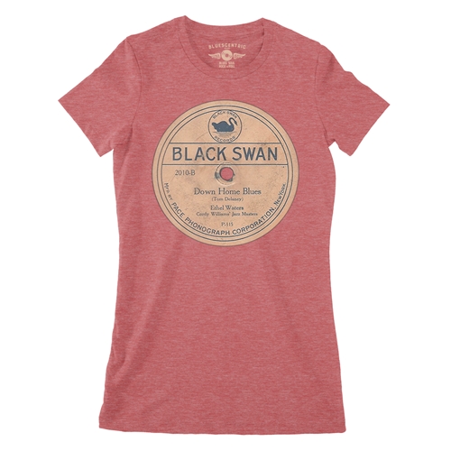 Black Swan Down Home Blues Vinyl Ladies T Shirt - Relaxed Fit - ladiesheatherred