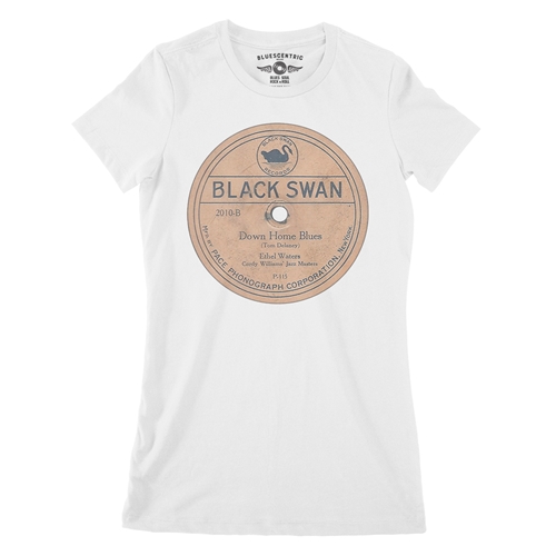 Black Swan Down Home Blues Vinyl Ladies T Shirt - Relaxed Fit - ladieswhite