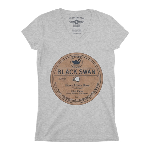 Black Swan Down Home Blues Vinyl V-Neck T Shirt - Women
