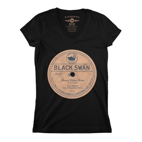 Black Swan Down Home Blues Vinyl V-Neck T Shirt - Women
