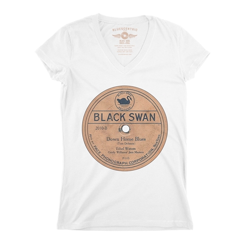 Black Swan Down Home Blues Vinyl V-Neck T Shirt - Women
