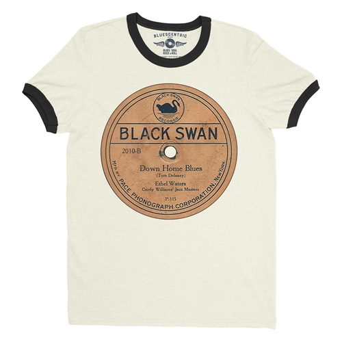 Black Swan Down Home Blues Vinyl Ringer T-Shirt - ringernaturalblacktrim