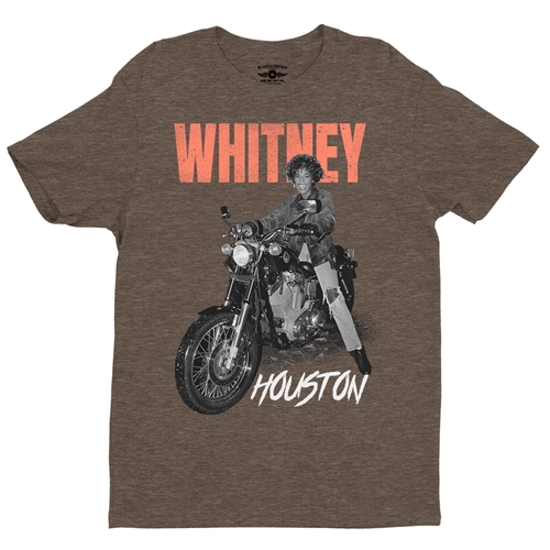 Whitney Houston Motorcycle T-Shirt - Lightweight Vintage Style - vintageheatherbrown