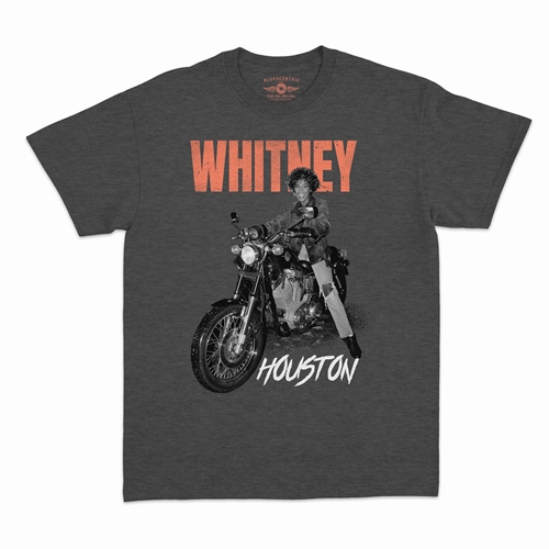 Whitney Houston Motorcycle T-Shirt - Classic Heavy Cotton - classicheathergrey