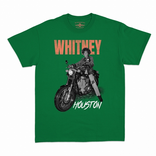 Whitney Houston Motorcycle T-Shirt - Classic Heavy Cotton - classickellygreen