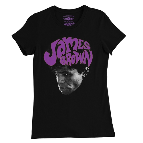 James Brown Head Shot Ladies T Shirt - Relaxed Fit - ladiesblack