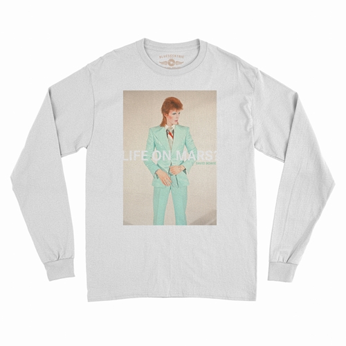 David Bowie Life on Mars? Long Sleeve T-Shirt - longsleevewhite