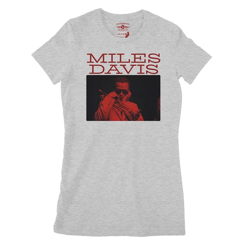 Graphic Miles Davis Ladies T Shirt - Relaxed Fit - ladiesathleticheather