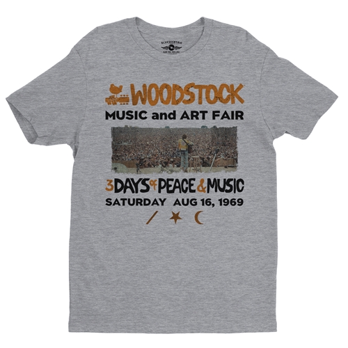 Woodstock Ticket & Symbol Shirt T-Shirt - Lightweight Vintage Style - vintageathleticheather