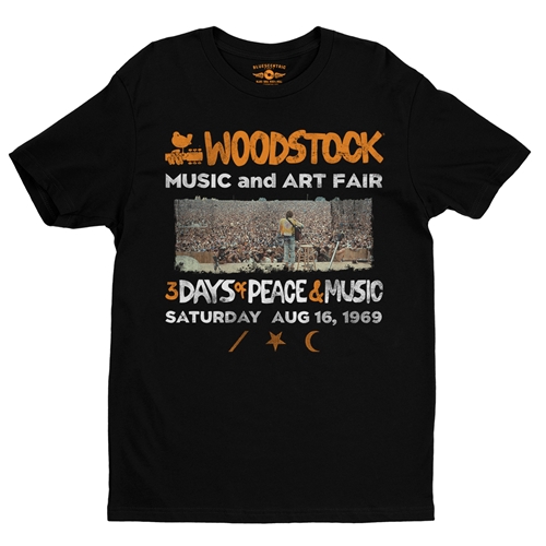 Woodstock Ticket & Symbol Shirt T-Shirt - Lightweight Vintage Style - vintageblack