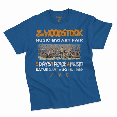Woodstock Ticket & Symbol Shirt T-Shirt - Classic Heavy Cotton - classicroyalblue