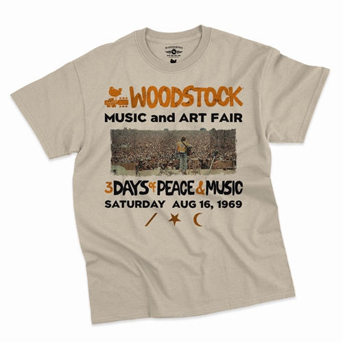 Woodstock Ticket & Symbol Shirt T-Shirt - Classic Heavy Cotton - classicsand
