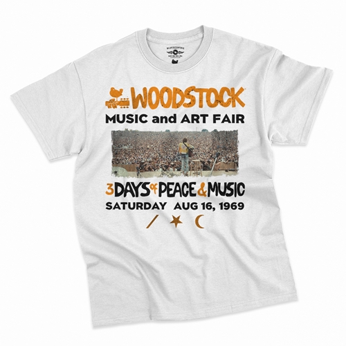 Woodstock Ticket & Symbol Shirt T-Shirt - Classic Heavy Cotton - classicwhite