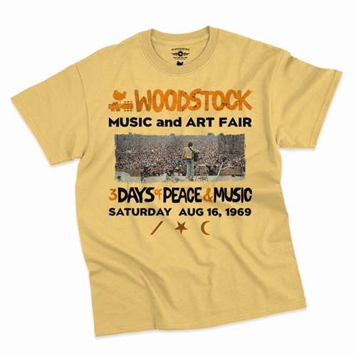 Woodstock Ticket & Symbol Shirt T-Shirt - Classic Heavy Cotton - classicyellow