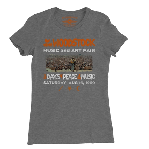Woodstock Ticket & Symbol Shirt Ladies T Shirt - Relaxed Fit - ladiesdeepheather