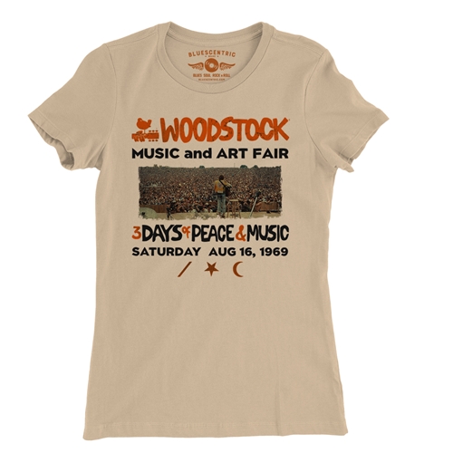 Woodstock Ticket & Symbol Shirt Ladies T Shirt - Relaxed Fit - ladiessanddune
