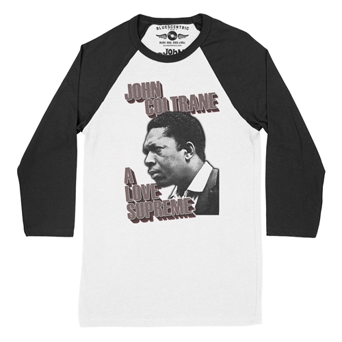 John Coltrane Love Supreme Baseball T-Shirt - raglanwhiteblacksleeve
