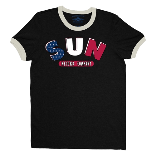 All American Sun Records Logo Ringer T-Shirt - ringerblackcreamtrim