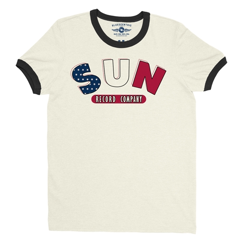All American Sun Records Logo Ringer T-Shirt - ringernaturalblacktrim