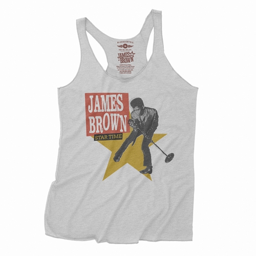James Brown Star Time Racerback Tank - tankheatherwhite