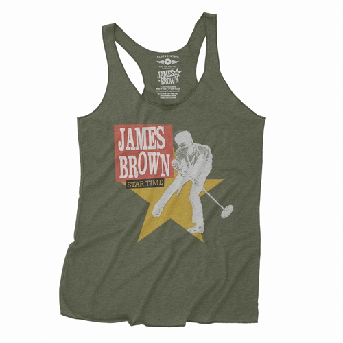 James Brown Star Time Racerback Tank - tankmilitarygreen