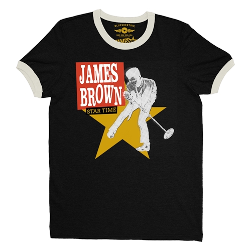 James Brown Star Time Ringer T-Shirt - ringerblackcreamtrim