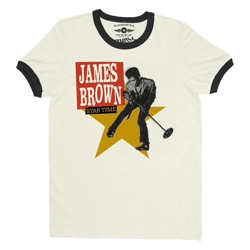 James Brown Star Time Ringer T-Shirt - ringernaturalblacktrim