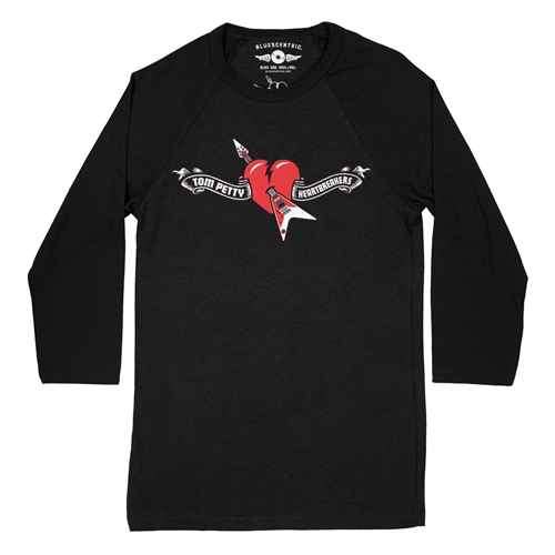 Tom Petty Hard Lines Logo Baseball T-Shirt - raglanblackblacksleeve