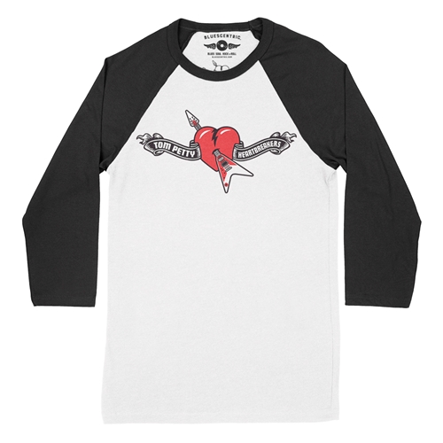 Tom Petty Hard Lines Logo Baseball T-Shirt - raglanwhiteblacksleeve