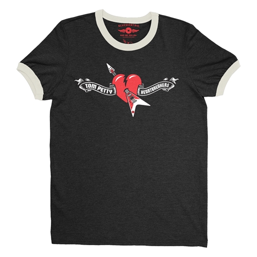 Tom Petty Hard Lines Logo Ringer T-Shirt - ringerblackcreamtrim