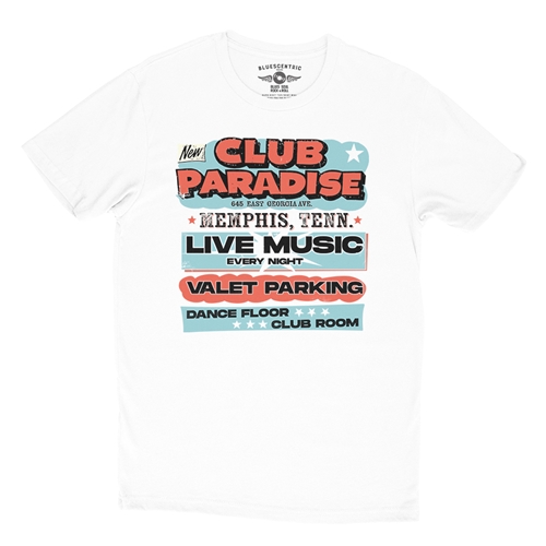 Baby Blue Club Paradise Memphis T-Shirt - Lightweight Vintage Style - vintagewhite