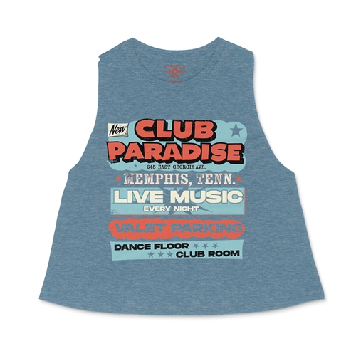 Baby Blue Club Paradise Memphis Racerback Crop Top - Women