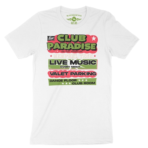 Green Club Paradise Memphis T-Shirt - Lightweight Vintage Style - vintagewhite