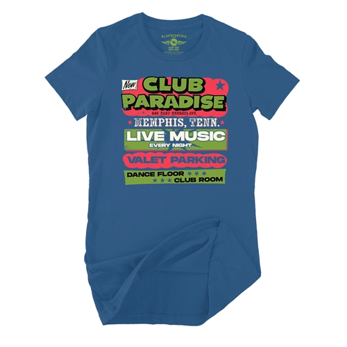 Green Club Paradise Memphis Ladies T Shirt - Relaxed Fit - ladiesblue