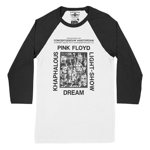 Pink Floyd in Amsterdam Baseball T-Shirt - raglanwhiteblacksleeve