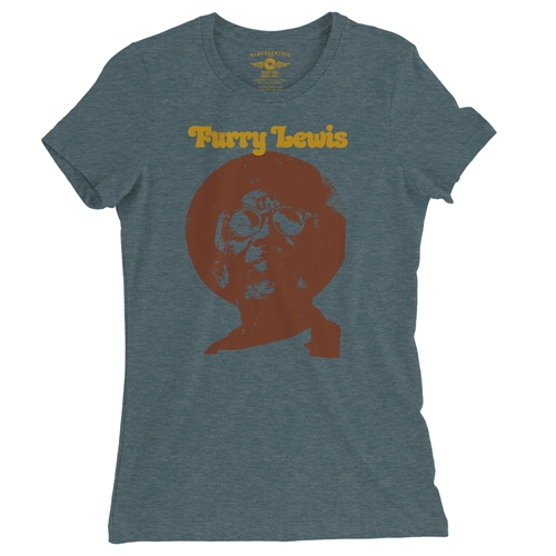 Old School Furry Lewis Ladies T Shirt - Relaxed Fit - ladiesheatherdeepteal