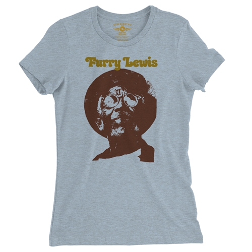 Old School Furry Lewis Ladies T Shirt - Relaxed Fit - ladiesheatherprismblue