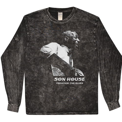 Graphic Son House Contrast Long Sleeve T-Shirt - Black Mineral Wash